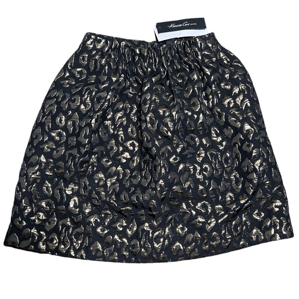 Kenneth Cole Black Animal Print Skirt